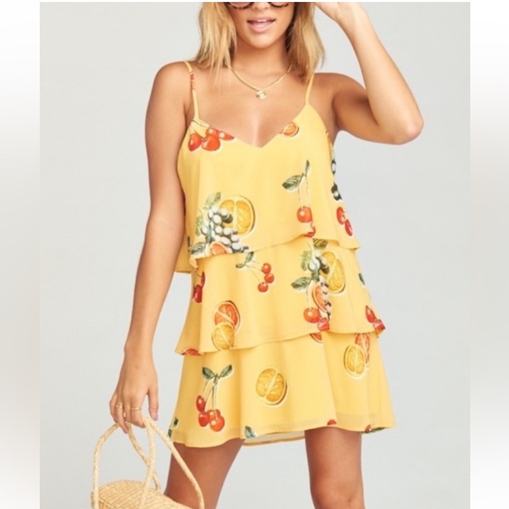 Show me your MuMu Yellow Fruit Print Dress